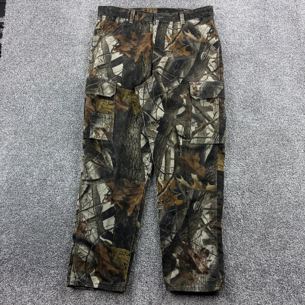 Vintage Wrangler RealTree Camo Cargo Pants Mens 36x30 Cotton Hardwoods Hunting - Picture 1 of 6